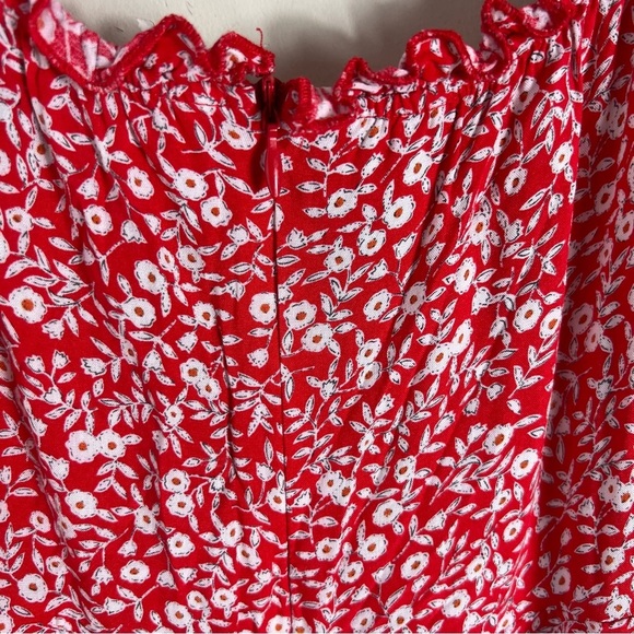 Princess Polly Red Floral Mini Dress Size 2 Feminine Romantic Ruffle Festival - Picture 10 of 16